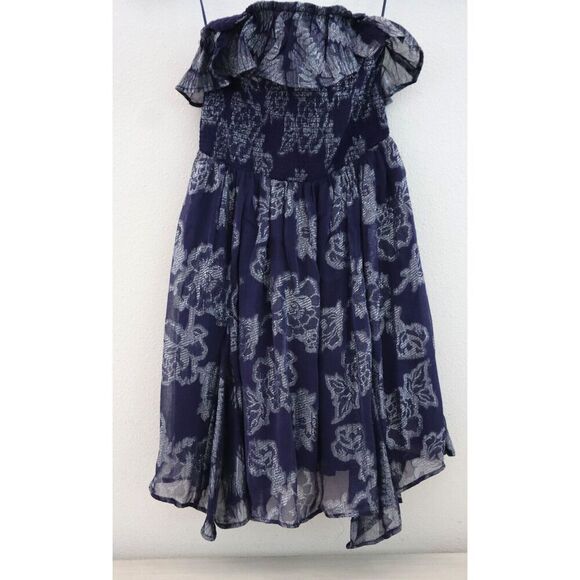 Free People OB2175796 Women Sz XS Navy Metallic Ruffle Gardenia Mini Dress - Picture 1 of 13